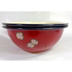 Crow Canyon Home Enamel Popcorn Bowls Red Ceral Bowls Set of 2
